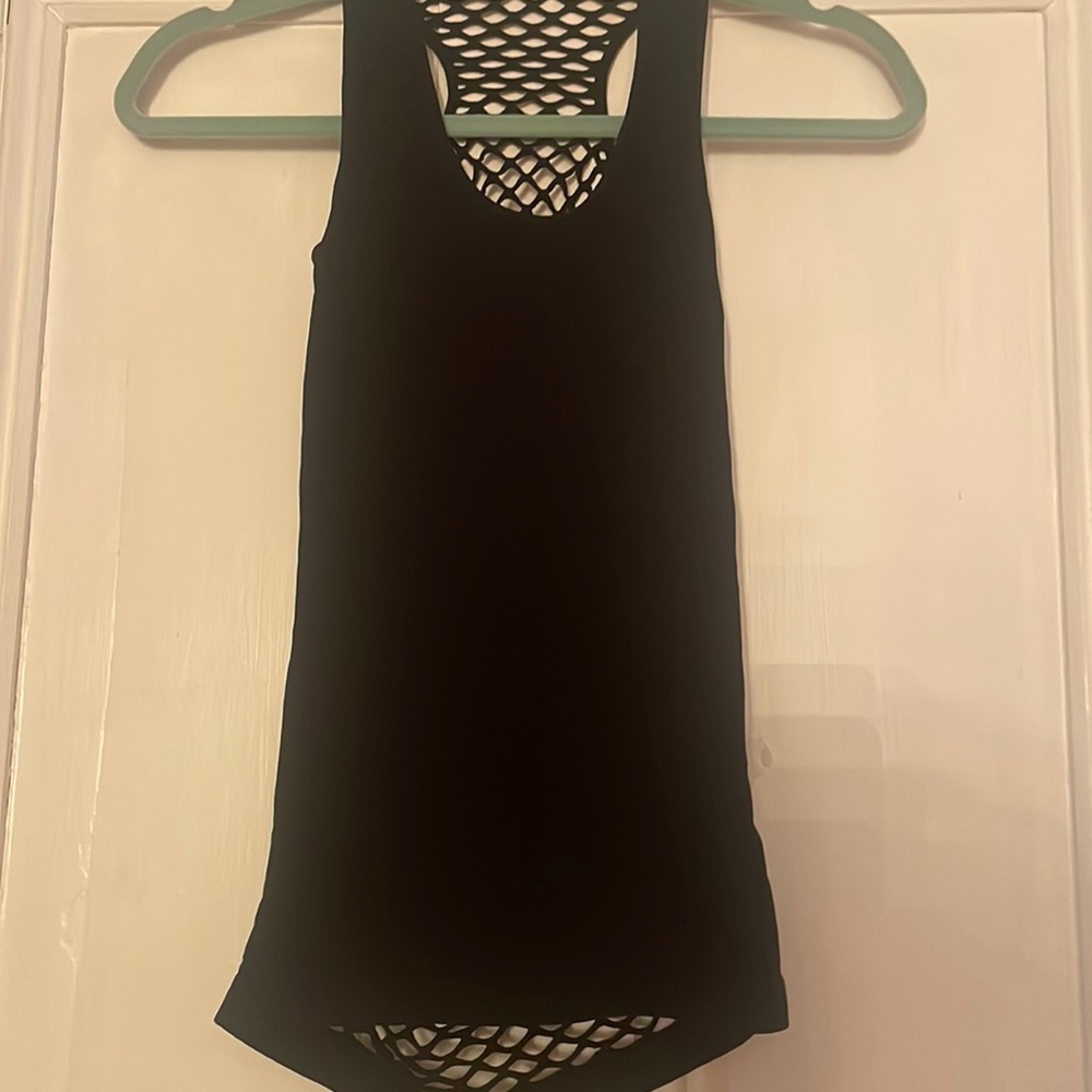 Black tank top with completely mesh back